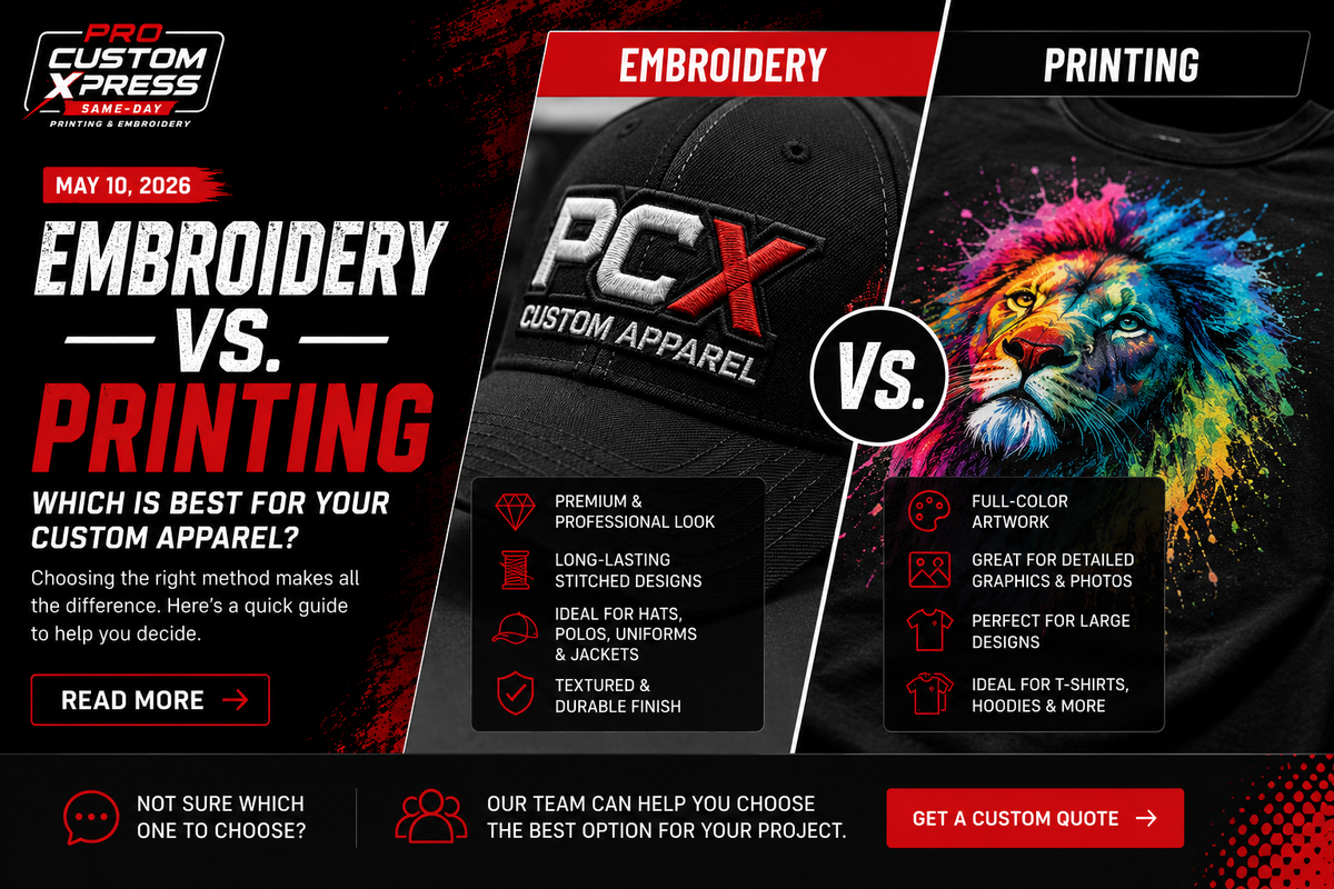 Embroidery vs. Printing: Which Is Best for Your Custom Apparel?